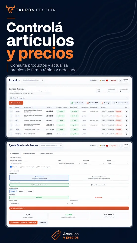 Control de artículos y precios